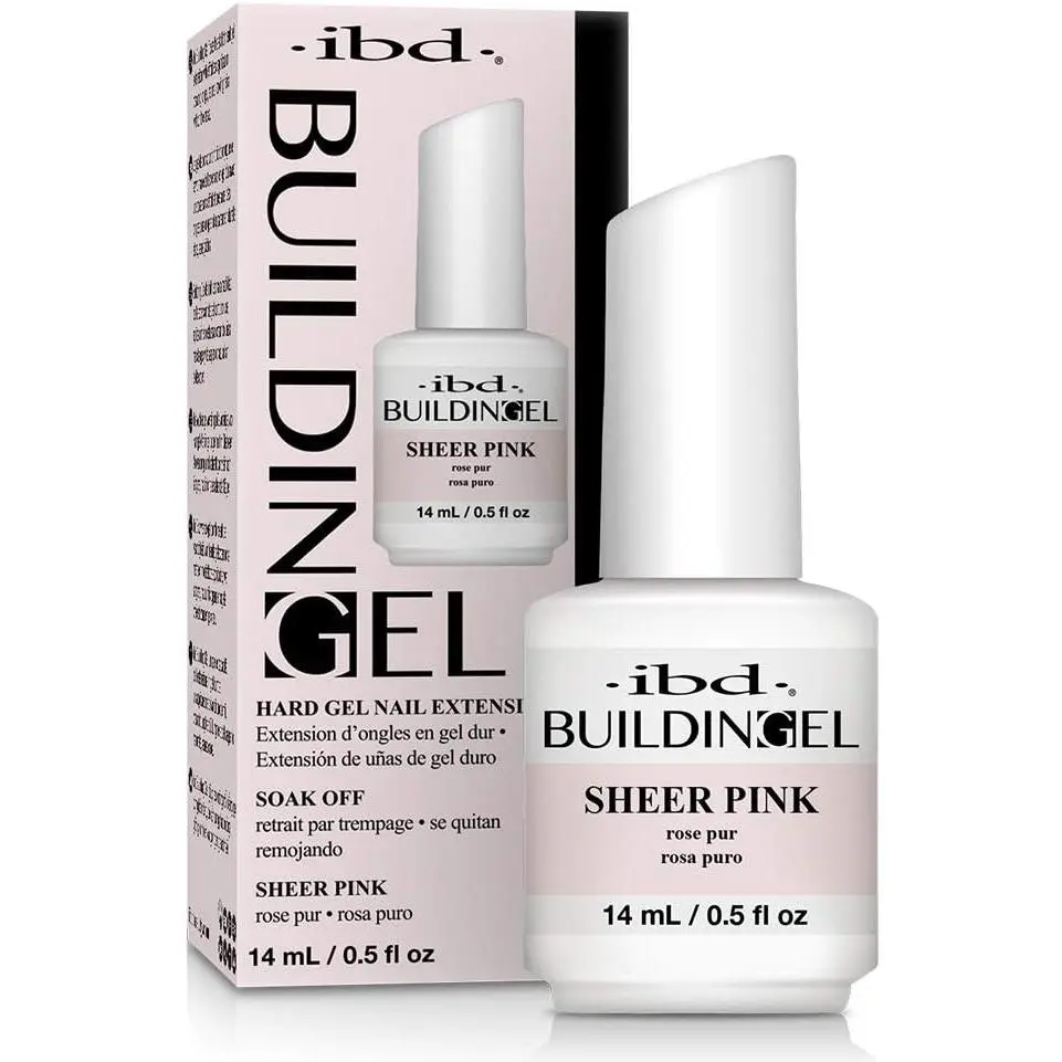 IBD Building Gel, Professional Strengthening Gel for Manicures and Nail Art, Sheer Pink, 0.5 fl oz (14 mL), Builder Gel Nail