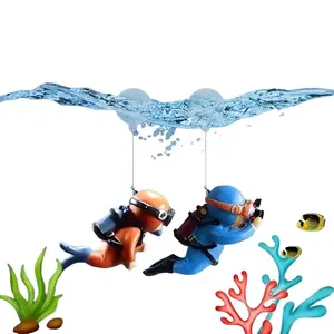 2-Pack Interactive Floating Cute Diver Aquarium Decor - Colorful PVC Fish Tank Accessory with Swimming Diver Figure, Suitable for Pet Fish Tank, Installation Easy to Install in Fish Tank and Aquarium (Creating a Vivid Underwater Scene)