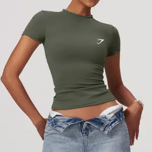 Women's Gymshark Spring Quick Dry Short Sleeve T Shirt Yoga Workout Top Outdoor Running Sports Activewear