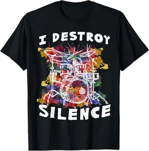 100% Cotton Unisex Drumset Drummer Drumsticks Drum Set T-Shirt