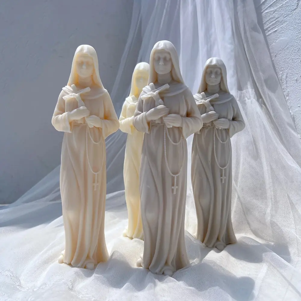 St Rita Candle Silicone Mold Catholic Statue Candle Mould Sculpture Soy Wax Home Decor Figure Home Art