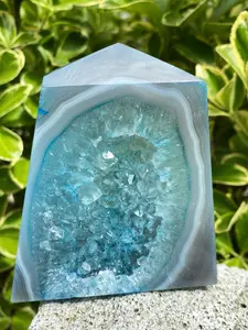 1pc Natural Crystal Blue Geode Agate Point, Perfect Gift for Friends and Family, Home Decor, DIY Decoration, Elegant and Unique Ornament