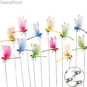 12-Pack Realistic 3D Dragonfly Clips – Chemical-Free Fly & Insect Repellent, Eco-Friendly Garden Decor for Patio, Backyard, Outdoor Plants, and Camping