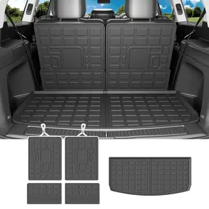 Trunk Mat Compatible with 2021-2025 Jeep Grand Cherokee L&Overland Backrest Mat Replacement for Grand Cherokee L 2021-2025 Accessories(Fit Grand Cherokee L, Rear Trunk Mat+Rear Backrest Mat)