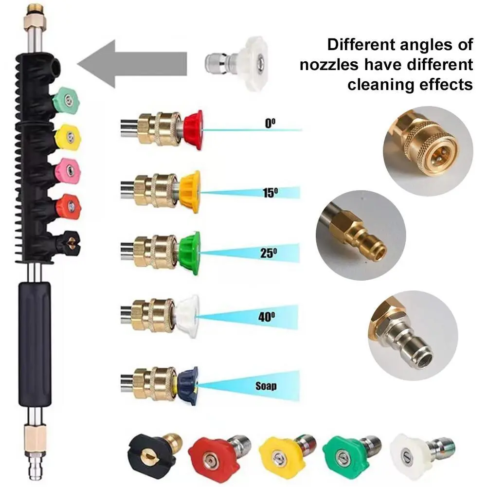4000PSI High Pressure Washer Extension Wand Set – Telescoping Lance with Spray Nozzle, Adjustable Length, 4 Interchangeable Tips (0°/15°/25°/40°), M22 Fittings, Quick Connect, Heavy Duty Power Washer Accessory for Car, Driveway, Patio, House Siding, Fence