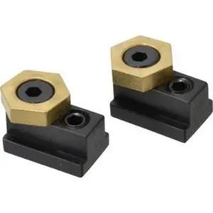 Mitee-Bite 13/16" Brass Hex, 1/2" T-Slot, 3/8-16 Stud Thread, Symmetrical Hex Clamp 1/4" Hex Height, 2,000 Lb Holding Force, 3/4" Long Thread, 20.8 Ft/Lb Torque, 2 Clamps 10422