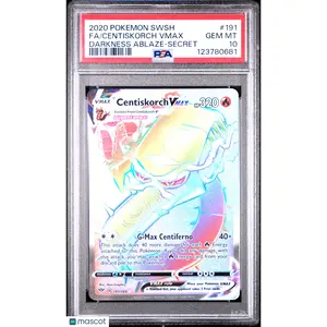 2020 Pokemon SWSH Darkness Ablaze Centiskorch VMAX #191 Secret FA PSA 10 GEM