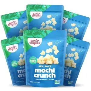 Sun Tropics Mochi Crunch, Sea Salt Flavor- 3.5 oz (6 Pack) | Crispy Crunchy Mochi Bites, Rice Nuggets | Mochi Puff Rice Crackers- Gluten Free & Dairy Free- No MSG Added | Asian Rice Snacks