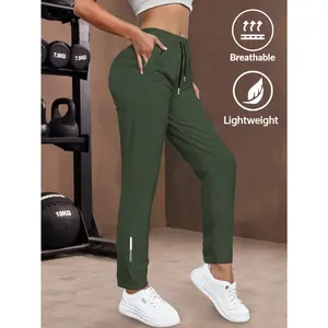 Women's Soft Jogger Trousers - Elasticated Loose-Fit Sporty Joggers, Adjustable Waist Drawstring, Pouch Detail, Banded Bottom Sweatpants, Full Length, Ideal for Running, Fitness
