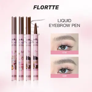 FLORTTE I Am Super Beauty Liquid Eyebrow Pen 4-Prong Liquid Eyebrow Pen, Natural Hair-Like Strokes Waterproof Long Lasting for Beginners Makeup Brow Pencil,summervibes