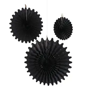 8" - 16" Black Hanging Paper Fans - 12 Pc.