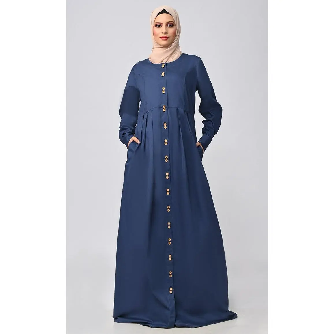 Modest Cotton Abaya ??Button Down, Pockets, Pleated