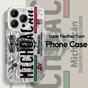 Stylish Phone Case Design from MICHOACAN Featuring a Creative Pattern, High Aesthetic Appeal, And Fashionable Laser Feather Yarn. Compatible with Apple Series 16/15/14/13/12/11, Making It an Ideal Gift for Loved