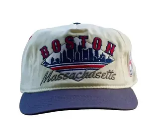 Boston "The Fenway" Snapback - Unique Design Vintage Skyline Hat with Red Accents & Ballpark-Inspired Embroidery 5-Panel Unstructured Fit for True Beantown Fans #BostonPride