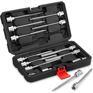 3/8" Drive Extra Long Torx Bit Socket Set,15- T10-T60  Bit Socket Set S2 Alloy Steel Torx Bit 4.6" Length