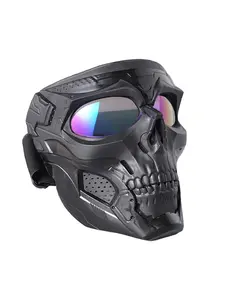 Motorcycle Goggles with Detachable Tactical Windproof Mask, Skull Design Face Mask, Sports & Outdoor Clothing Accessories for Trail Riding and Cosplay