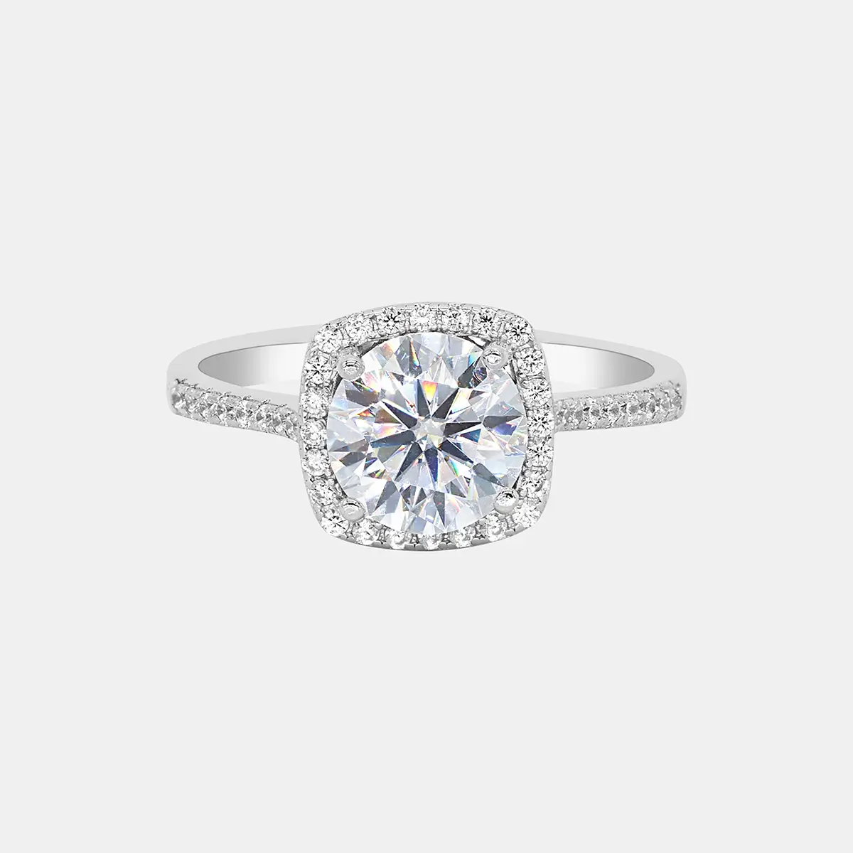 【13】CANOPUS Cushion Halo Synthetic Moissanite Ring– Elegant and Classic Choice for Special Events