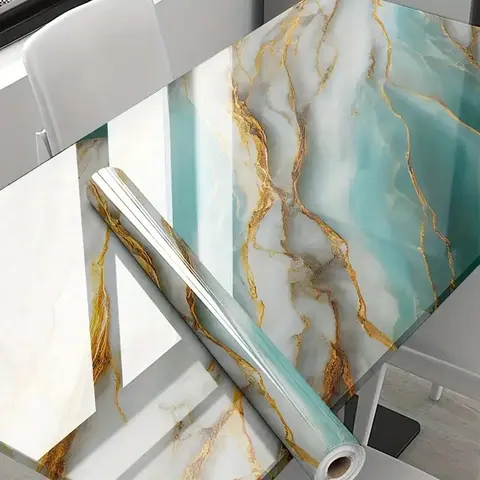Marble Pattern Wallpaper, Waterproof Self-adhesive Wall Sticker, Removable Wall Decal for Kitchen Counter & Bathroom & Living Room Decor, Marble Backsplash Wallpaper, Wallpaper & Wall Trim, Peel And Stick Wallpaper Designs, Decorative Wallpaper