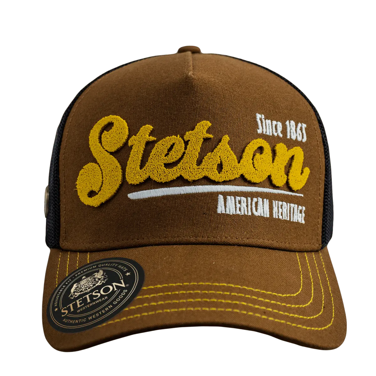 Original Stetson Authentic Trucker Hat Brown and Yellow 
