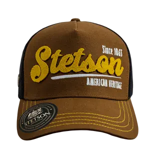 Original Stetson Authentic Trucker Hat Brown and Yellow 