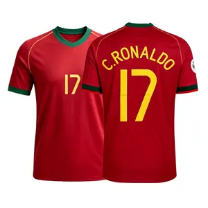 1998 National Team Jersey 17# C.Ronaldo Retro Short Sleeve Soccer Jersey Red