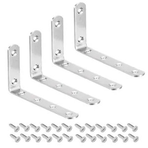 Stainless Steel Shelf Bracket, 90 Degree Angle Bracket with Screws, Floating Shelf Bracket, Corner Code for Furniture Support, Sturdy Bracket