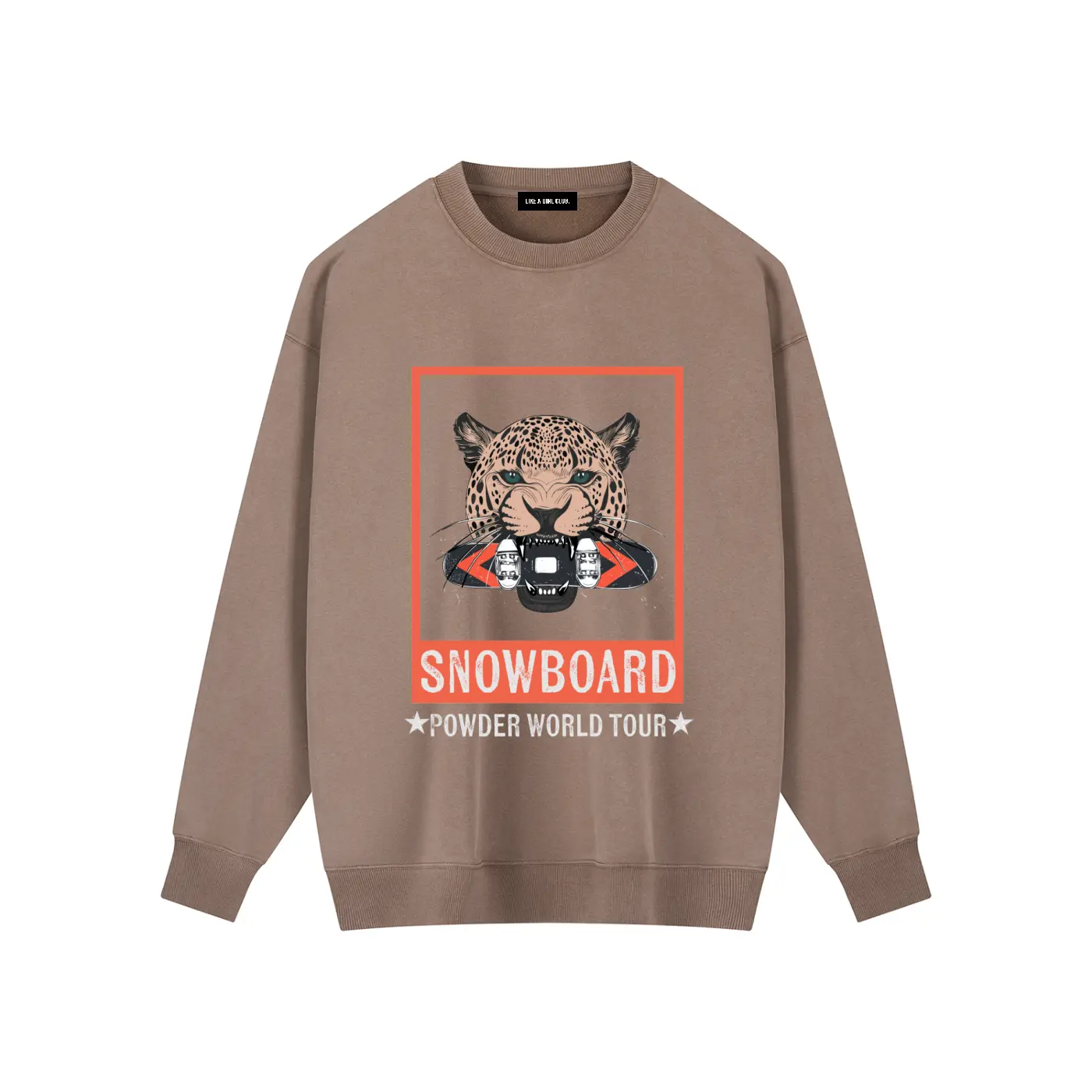 Vintage Washed Jaguar Snowboard Powder World Tour Heavyweight Crewneck Sweatshirt