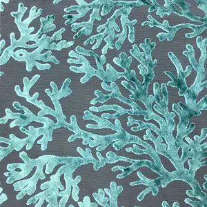 ST. TROPEZ - CORAL PATTERN BURNOUT VELVET DRAPERY & UPHOLSTERY FABRIC