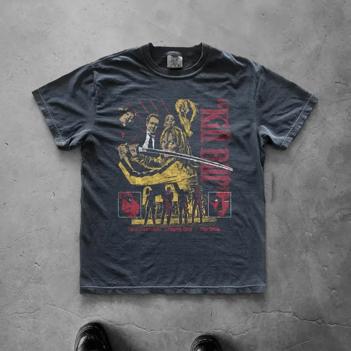 Men's Casual Fit Shortsleeve Crewneck Graphic Print Tee - Quentin Tarantino's Kill Bill Black Mamba Beatrix Kiddo Fan Art, Vintage Silhouette, Eco-Friendly Dye, Reinforced Stitching, Soft Cotton, All-Season Apparel T-Shirt (Available in 2XL)
