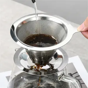 1pc 304 Stainless Steel Coffee Filter, Ultra-Fine 600 Mesh Pour over Funnel, Easy to Clean Base, Perfect for Home Brewing，The Best Gifts for Christmas, Valentine’s Day, Mother’s Day, Father’s Day & Easter