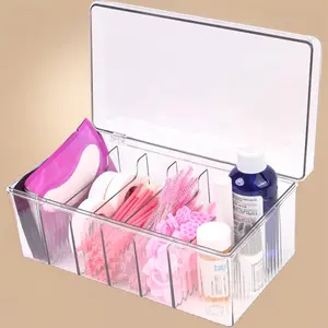 Professional Lash Extension Organizer Box Clear Acrylic Storage Container for Eyelash Techs DIY Home Use False Lashes Supplies and Brow Tools Separated Compartments Large Capacity Lash Cart Case
