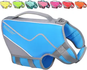 VIVAGLORY Neoprene Dog Life Vest, Dog Life Jacket for Swimming & Boating, Lightweight & Buoyancy for Puppy Doggy, Swimming Vest with Handle, M, Blue