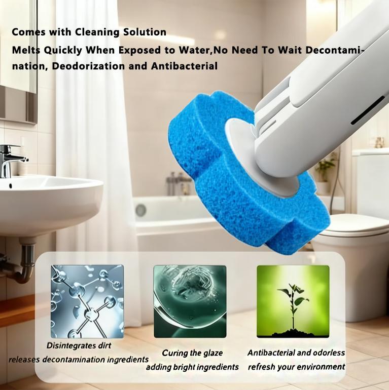 Snofrid Disposable Toilet Brush, Toilet Bowl Wand Holder Set with 24PCS Cleaner Refills, Bathroom Cleaning System for Sink Bathtub Drain Wash Basin UrinalWall-Mount Scrubbing Toilet Brush Bathroom Cleaning Kit
