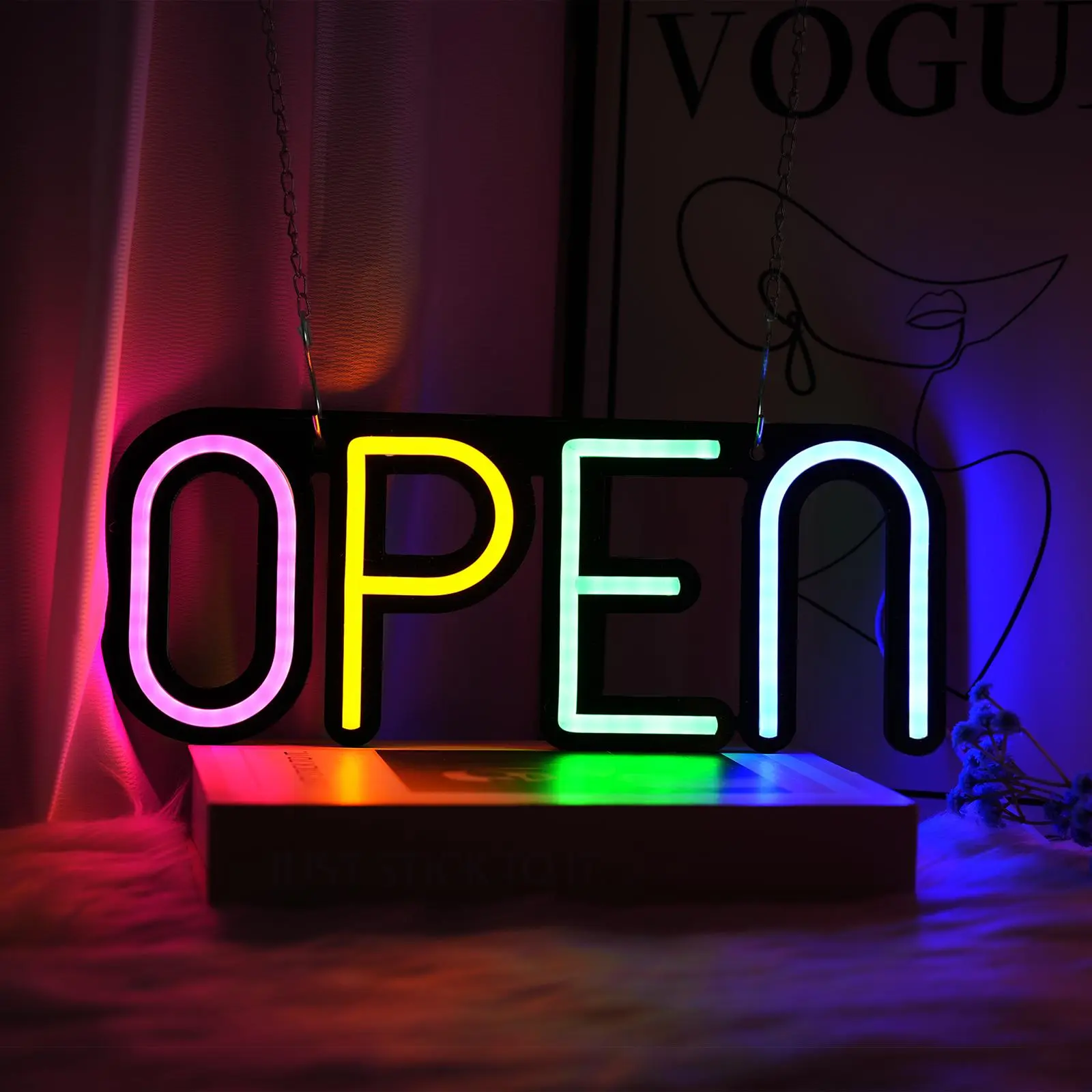 Open Neon Sign - Bold Open Design for Business Ambiance - Versatile Use in Retail Restaurants & Event Spaces - Modern Eye-Catching Lighting outdoorfun Led Lighted Led Signs