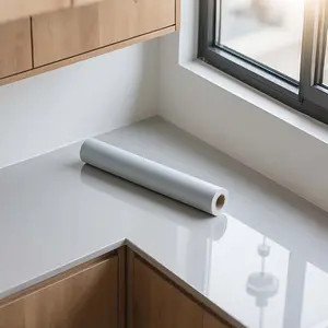 Smooth Marble Pattern Self-adhesive Wallpaper, Waterproof & Oil-proof Wall Sticker, Removable Wallpaper for Cabinet Bathroom, Kitchen