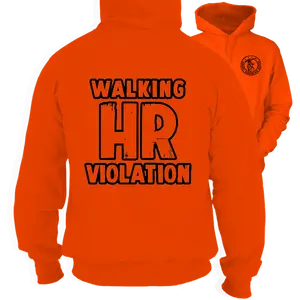 HR Violation -  Safety Orange Hoodie Work Gear - Cotton Poly Premium Blend - Funny, Sarcastic Designs For Blue Collar Workers  Fabric Menswear Polyester Sweatshirt Thick Top Day Layer Underwear Streetwear