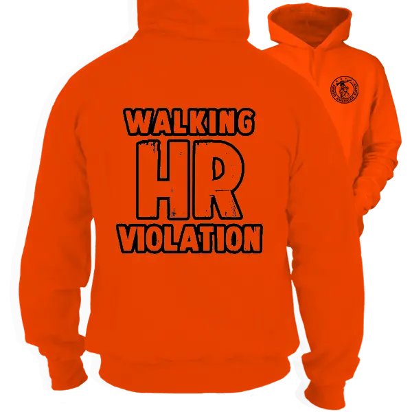 HR Violation -  Safety Orange Hoodie Work Gear - Cotton Poly Premium Blend - Funny, Sarcastic Designs For Blue Collar Workers  Fabric Menswear Polyester Sweatshirt Thick Top Day Layer Underwear Streetwear