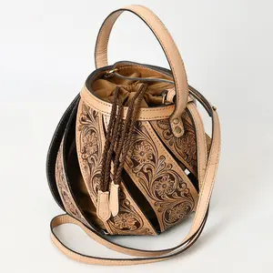 American Darling Bucket Hand Tooled Genuine Leather Women Bag Western Handbag Purse