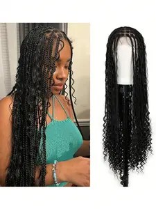30 Inch Woven Curly Extension Hair Lace Hair Wig, Box Braids Crochet Hair Extension Strips, Synthetic Braided Hair, Suitable for Men and Women Wear Daily Party Cosplay And Carnival Festival Braiding Hair Wig, Braided Hair Texture