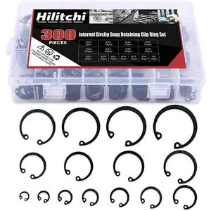 300-Pcs [15-SIZE] Alloy Steel Internal Circlip Snap Retaining Clip Ring Assortment Set