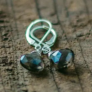 Serenity Smoky Quartz Crystal Earrings in All Gold or All Silver Elegant Design with Smoky Quartz Stones