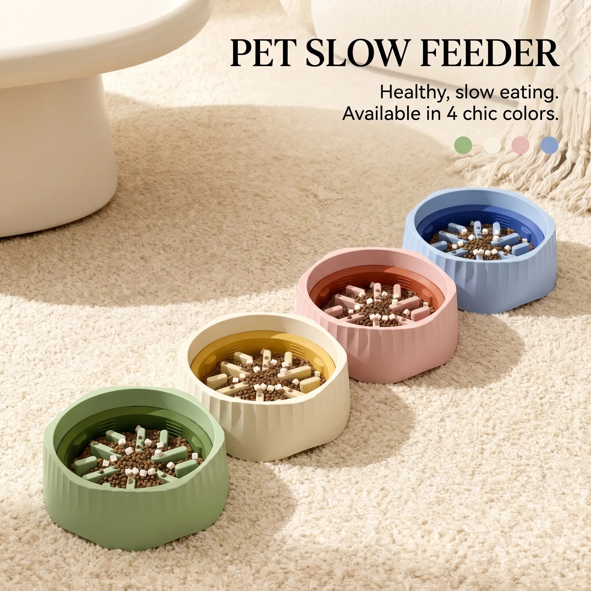 Dog Slow Feeding Bowl - 2-in-1 20.3cm x 7.7cm Large Snowflake Maze-Like Pattern Puzzle Bowl for Fast Eaters, Removable Insert, Regular & Feed Modes, Durable, Easy to Clean, Prevents/Reduces Bloating, Improves Digestion, Food-Grade, Non-Slip Rubber Base