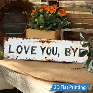 2D Flat "Love You Goodbye" Metal Sign, 16 * 4 Inch "Love You, Goodbye" Metal Decorative Plaque, Modern Love Themed Metal Mural, Multi-purpose Family Themed Wall Decor, Suitable for Home, Entrance, Corridor, Room, Wedding Decor, Novel Street Signs