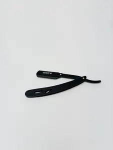 Freshape Up Professional Barber All Black Straight Edge Razor for Men. Smooth Face and Beard Shaving