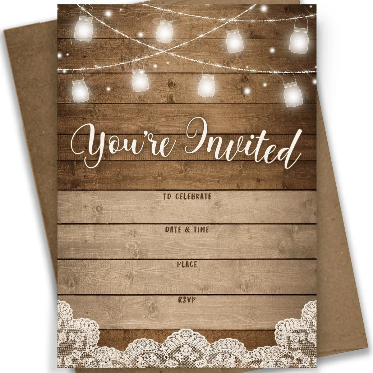Rustic Party Invitations and Envelopes, Rustic Barn (Set of 25) Rustic Party Invitations and Envelopes, Rustic Barn (Set of 25)