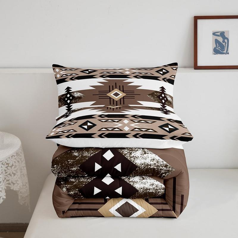 Southwestern Bedding Set,Bohemian Geometric Quilt,Ethnic Tribal Arrow Comforter Set,Western Diamond Triangle Exotic Aztec Duvet Insert