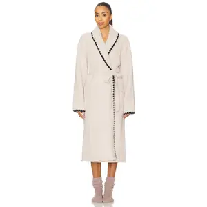 Barefoot Dreams CozyChic Blanket Stitch Robe in Stone