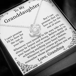 Granddaughter Grandma Necklace from Grandma, White Love Knot Necklace Christmas Gifts, Jewelry Gifts, Birthday Gifts