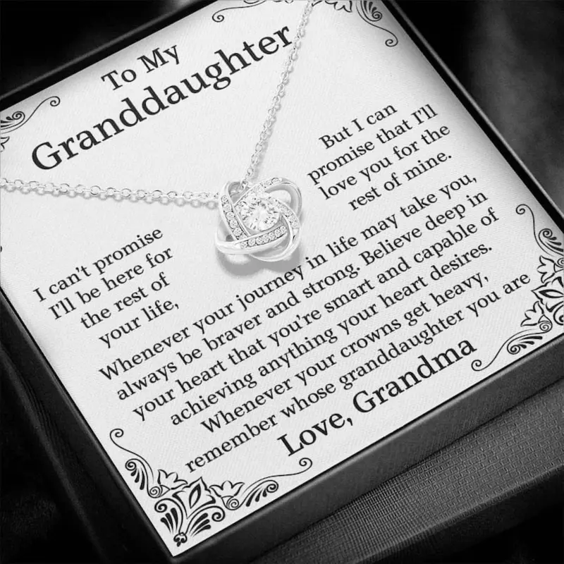 Granddaughter Grandma Necklace from Grandma, White Love Knot Necklace Christmas Gifts, Jewelry Gifts, Birthday Gifts