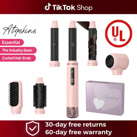 ATOPSKINS 5-in-1 Air Styler LiteStyle Blow Dryer Hair Tool for US Users - Plastic Attachments, Ultra-Lightweight, Straightener, Curler, Frizz Control, 203°F Zeroheat Non-Aggressive Styling (Hair Tools Included)